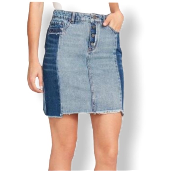 WILLIAM RAST Two Tone Buttonfly Denim Jean Skirt - Picture 1 of 4